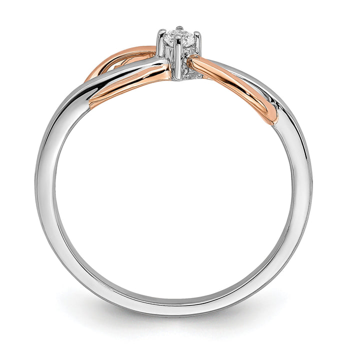 14k Two-tone White & Rose Polished Infinity Diamond Ring-RM8414