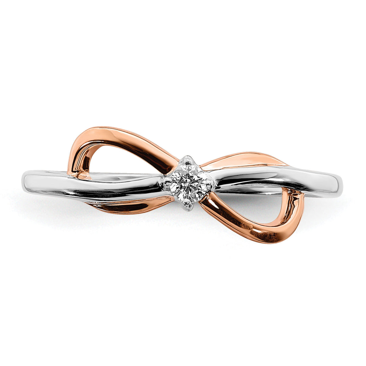 14k Two-tone White & Rose Polished Infinity Diamond Ring-RM8414