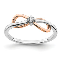 14k Two-tone White & Rose Polished Infinity Diamond Ring-RM8414