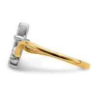 14k Two-tone Polished Cross Diamond Ring-RM8417