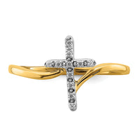 14k Two-tone Polished Cross Diamond Ring-RM8417