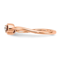 14k Rose Gold Polished Double Heart Diamond Ring-RM8418