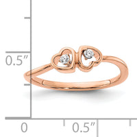 14k Rose Gold Polished Double Heart Diamond Ring-RM8418