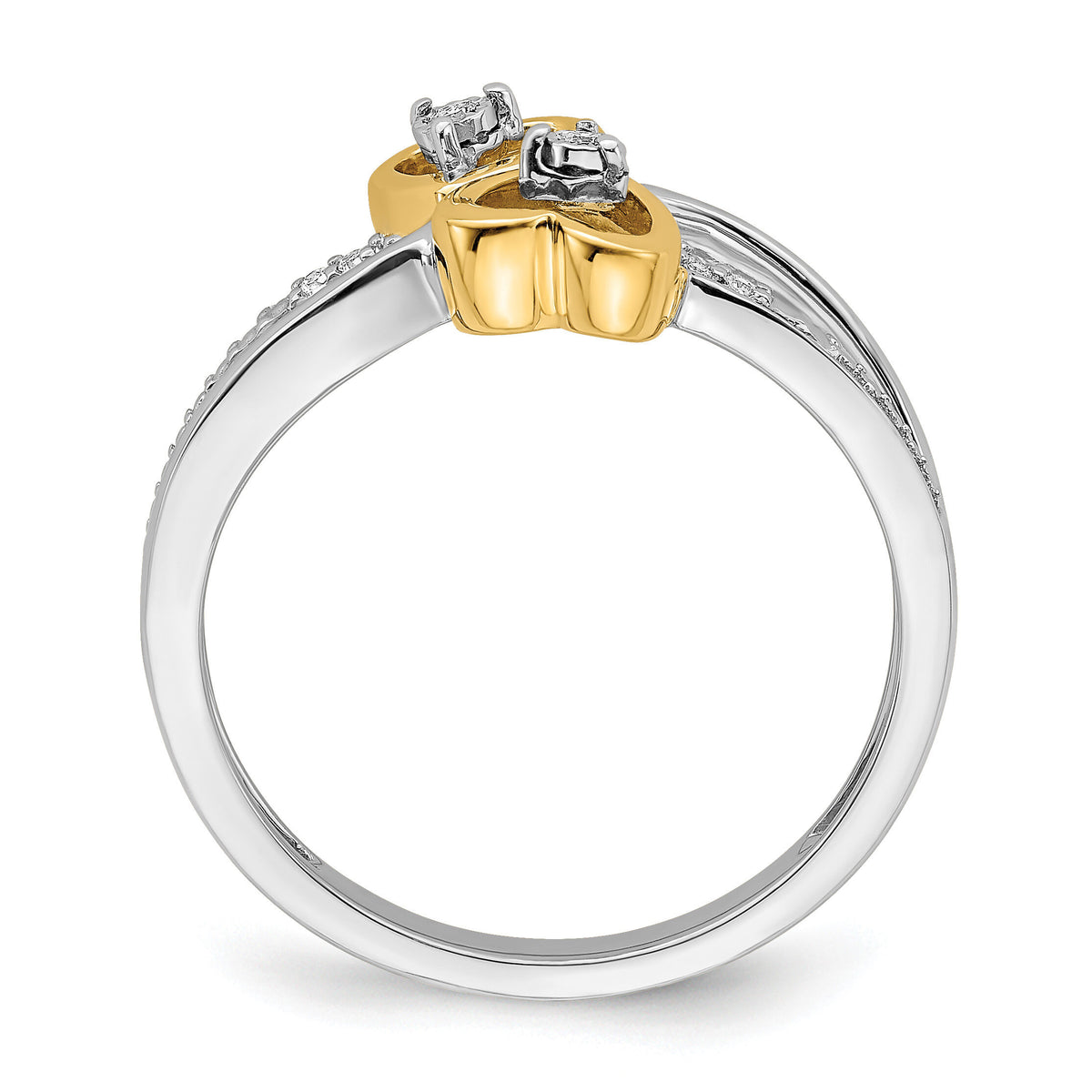 14k Two-tone Polished Double Heart Diamond Ring-RM8420