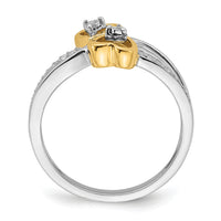 14k Two-tone Polished Double Heart Diamond Ring-RM8420
