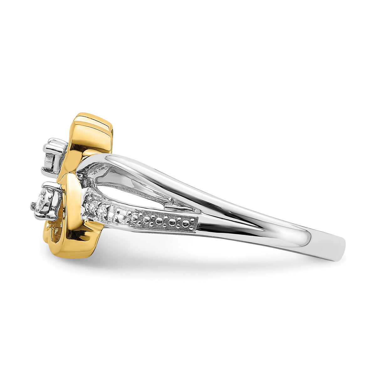 14k Two-tone Polished Double Heart Diamond Ring-RM8420