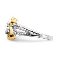 14k Two-tone Polished Double Heart Diamond Ring-RM8420