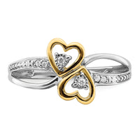 14k Two-tone Polished Double Heart Diamond Ring-RM8420