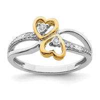 14k Two-tone Polished Double Heart Diamond Ring-RM8420