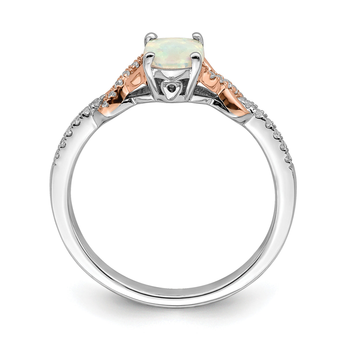14k Two-tone Polished Oval Opal & Diamond Ring-RM8423