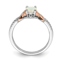 14k Two-tone Polished Oval Opal & Diamond Ring-RM8423