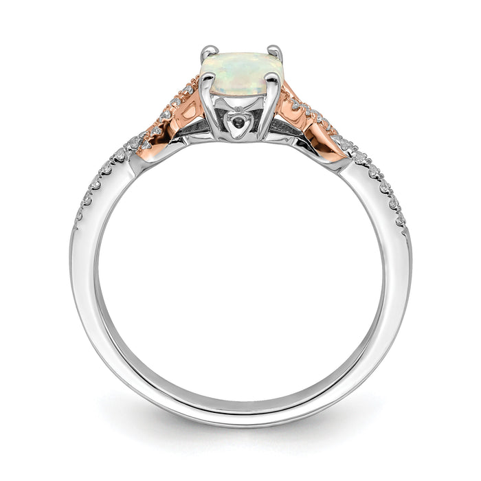14k Two-tone Polished Oval Opal & Diamond Ring-RM8423