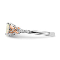 14k Two-tone Polished Oval Opal & Diamond Ring-RM8423