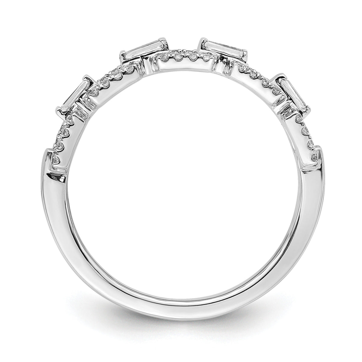 14k White Gold Polished Squares Diamond Ring-RM8426