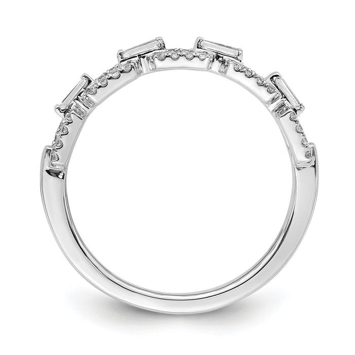 14k White Gold Polished Squares Diamond Ring-RM8426