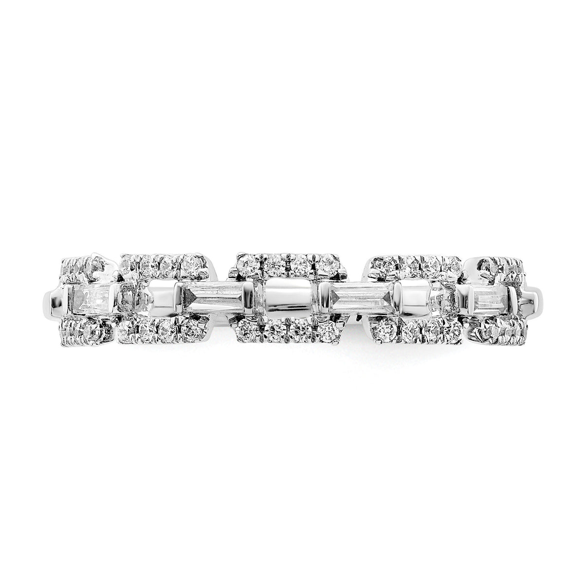 14k White Gold Polished Squares Diamond Ring-RM8426