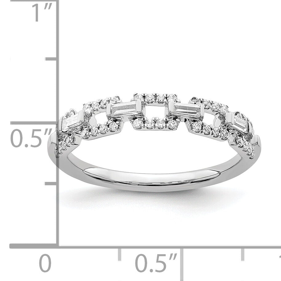 14k White Gold Polished Squares Diamond Ring-RM8426