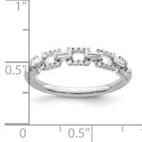 14k White Gold Polished Squares Diamond Ring-RM8426