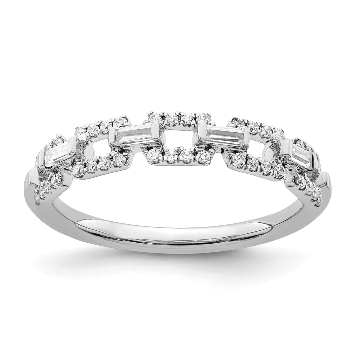 14k White Gold Polished Squares Diamond Ring-RM8426