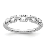14k White Gold Polished Squares Diamond Ring-RM8426