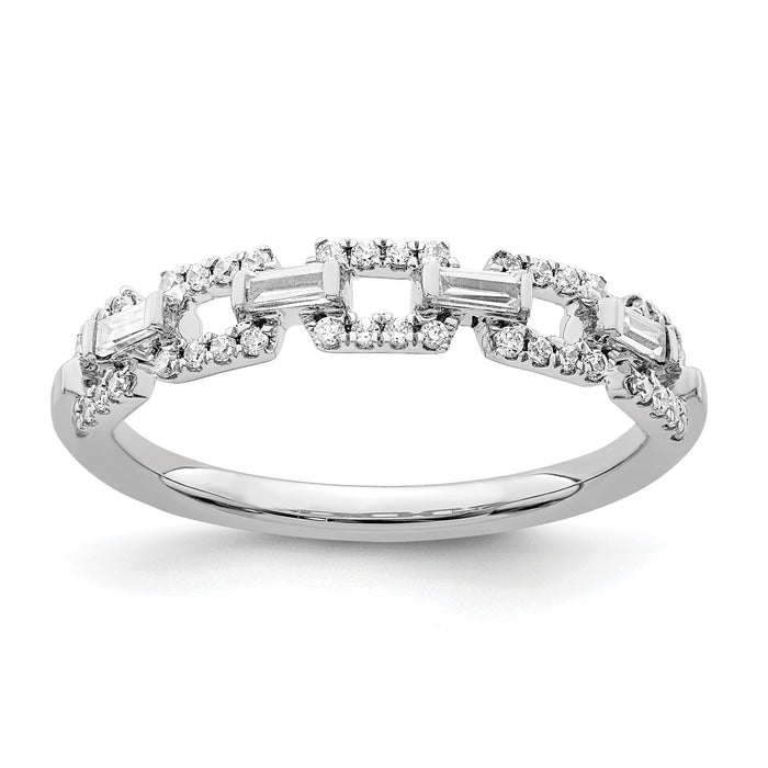 14k White Gold Polished Squares Diamond Ring-RM8426