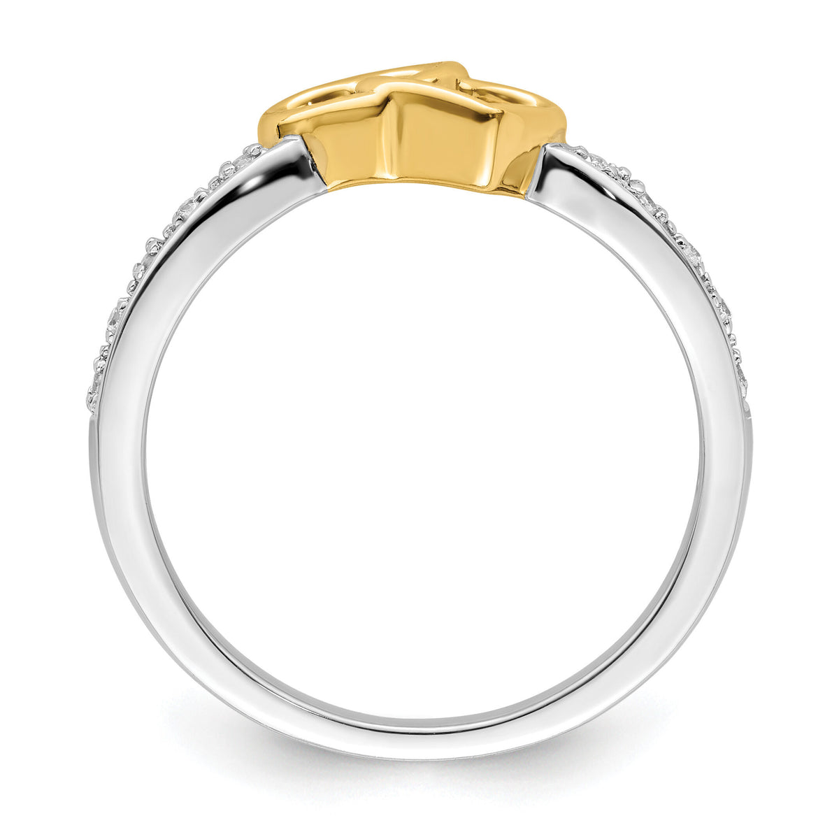 14k Two-tone Polished Double Heart Diamond Ring-RM8427