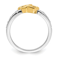 14k Two-tone Polished Double Heart Diamond Ring-RM8427