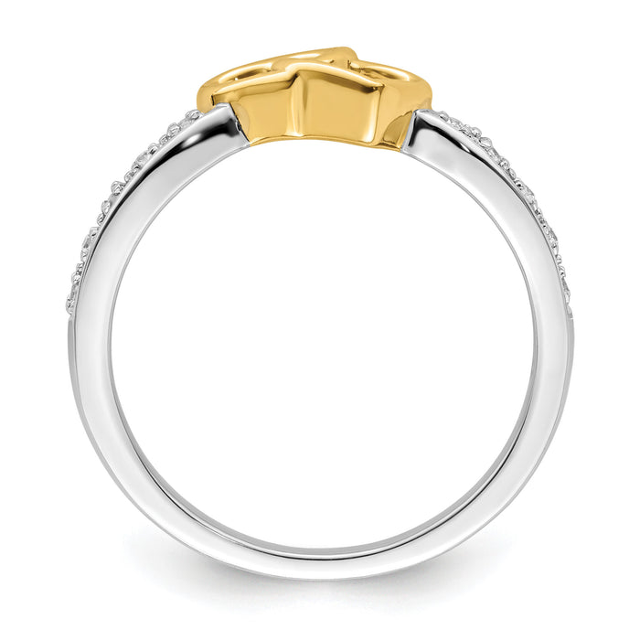 14k Two-tone Polished Double Heart Diamond Ring-RM8427