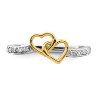14k Two-tone Polished Double Heart Diamond Ring-RM8427