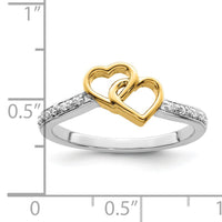 14k Two-tone Polished Double Heart Diamond Ring-RM8427
