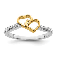 14k Two-tone Polished Double Heart Diamond Ring-RM8427