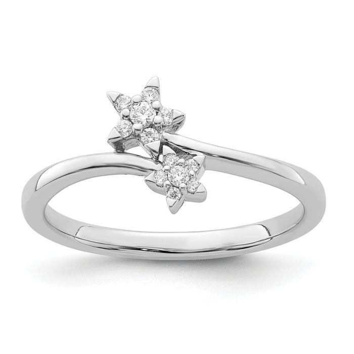 14k White Gold Diamond star bypass Diamond Ring-RM8428