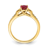 14k Polished Side Hearts Ruby and Diamond Ring-RM8432