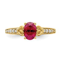 14k Polished Side Hearts Ruby and Diamond Ring-RM8432