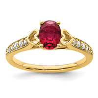 14k Polished Side Hearts Ruby and Diamond Ring-RM8432