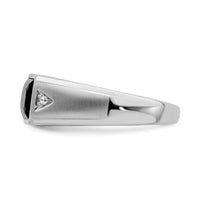 14k White Gold Polished & Satin Onyx & Diamond Mens Ring-RM8434