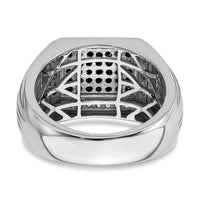 14k White Gold Polished Black and White Sapphire Mens Ring-RM8435