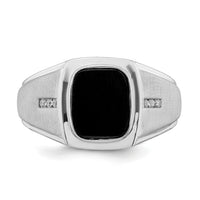14k White Gold Polished & Satin Onyx & Diamond Mens Ring-RM8439