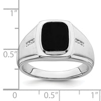 14k White Gold Polished & Satin Onyx & Diamond Mens Ring-RM8439