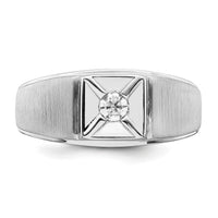 14k White Gold Polished & Satin Diamond Mens Ring-RM8440