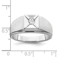 14k White Gold Polished & Satin Diamond Mens Ring-RM8440