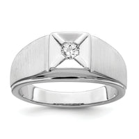 14k White Gold Polished & Satin Diamond Mens Ring-RM8440