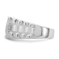 14k White Gold Polished & Satin Onyx & Diamond DAD Mens Ring-RM8441