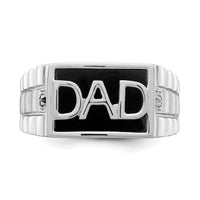 14k White Gold Polished & Satin Onyx & Diamond DAD Mens Ring-RM8441