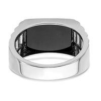14k White Gold Polished & Satin Onyx & Diamond DAD Mens Ring-RM8441