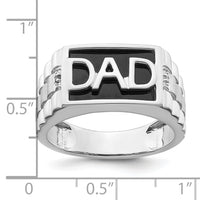 14k White Gold Polished & Satin Onyx & Diamond DAD Mens Ring-RM8441