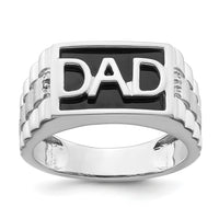 14k White Gold Polished & Satin Onyx & Diamond DAD Mens Ring-RM8441