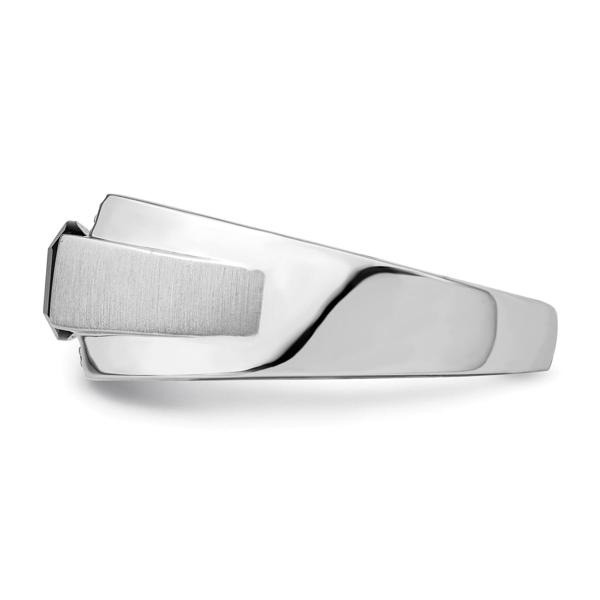 14k White Gold Polished & Satin Onyx & Diamond Mens Ring-RM8442