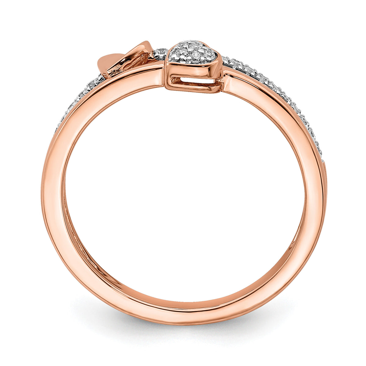 14k Rose Gold Polished Hearts Diamond Ring-RM8447