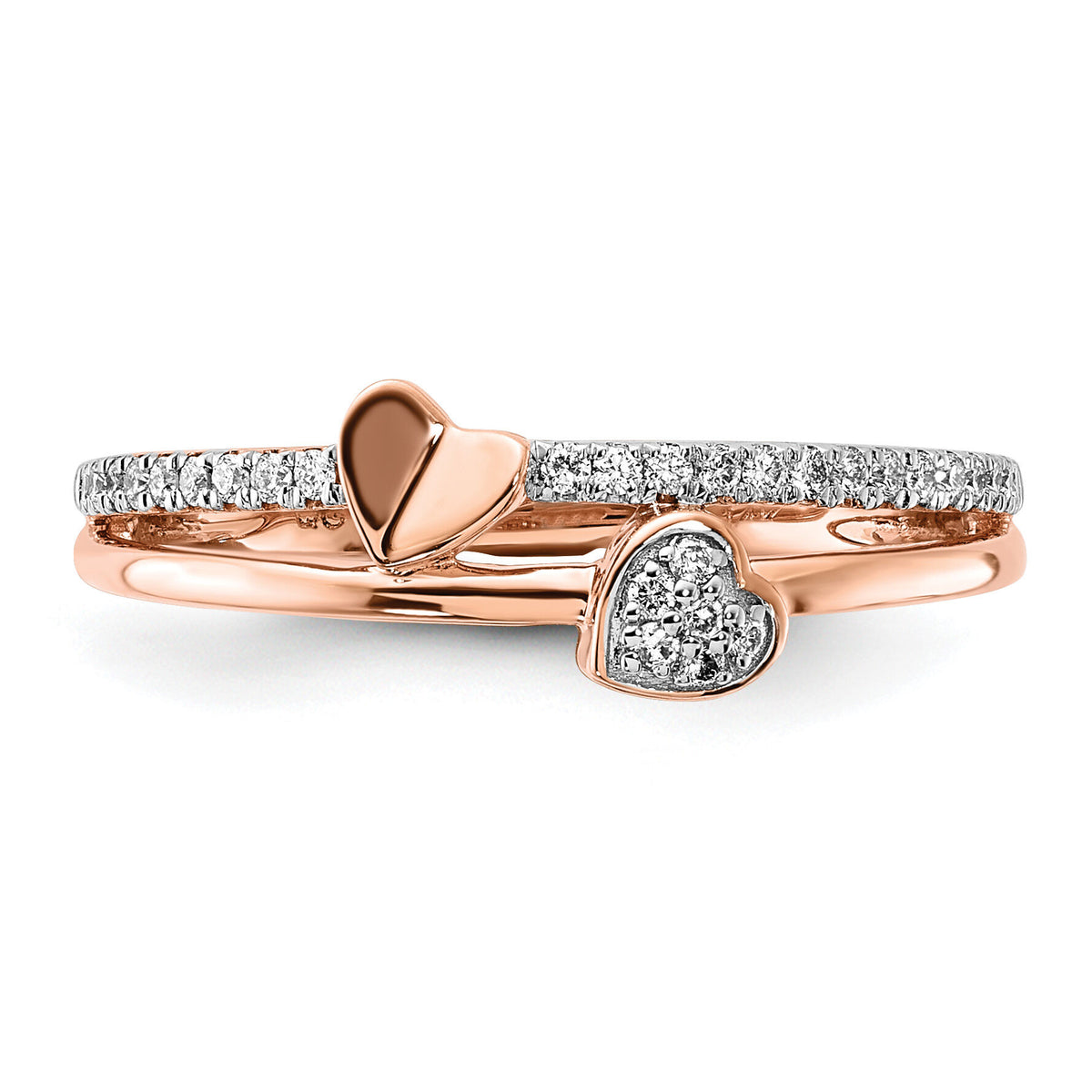 14k Rose Gold Polished Hearts Diamond Ring-RM8447